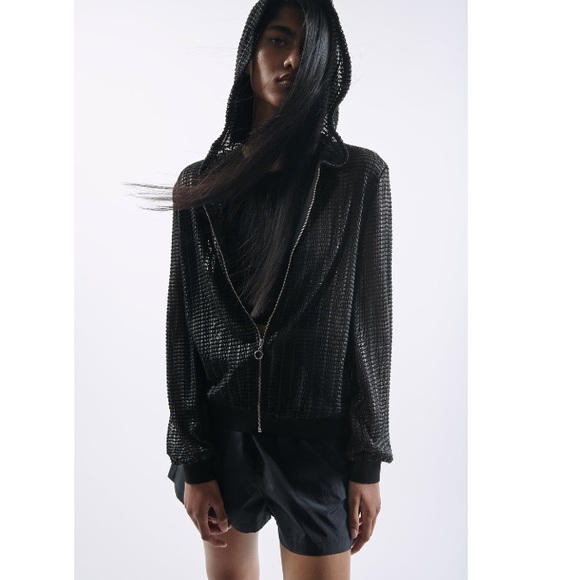 Hooded Bomber Jacket Size XS NWT - Picture 3 of 6